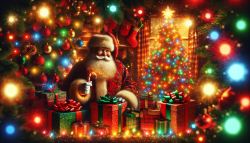 圣诞节，礼物，灯光，圣诞老人