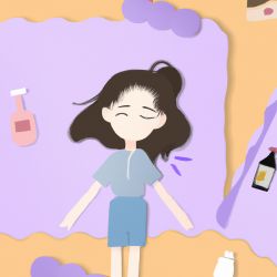 1girl, solofocused, messy room, sleeping, croptop, topview, sleeping, sticker effects, (hands behind back)