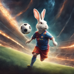像梅西一样踢球的兔子